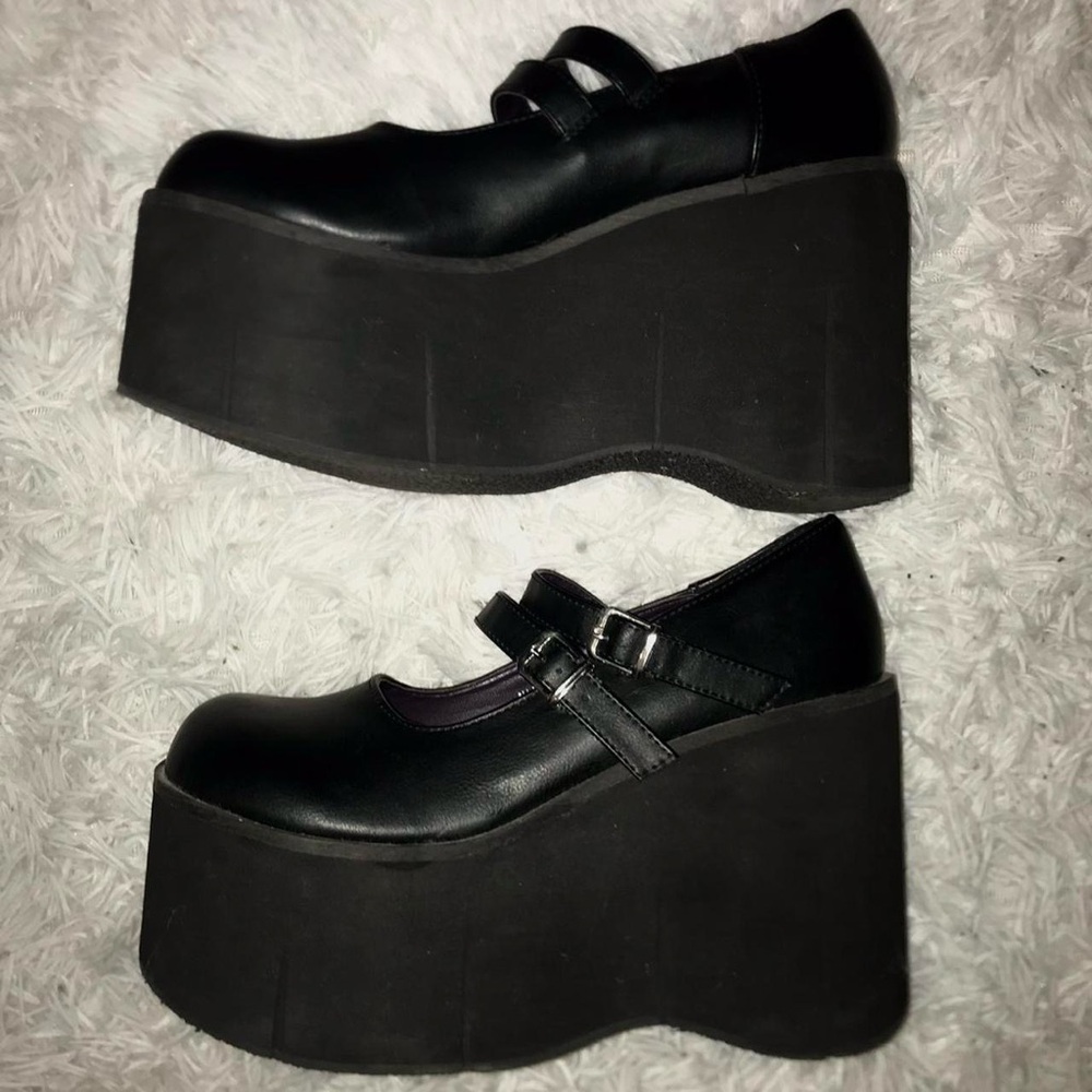Demonia Black Platform Mary Janes